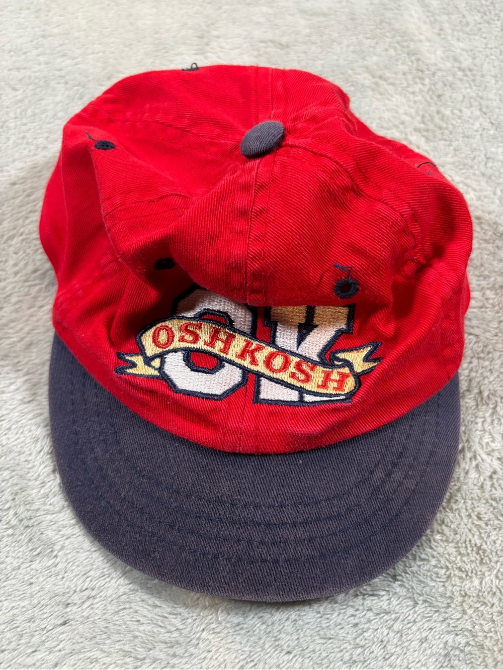 Vintage OshKosh B'gosh Baby Snapback Hat Red Navy Blue Two Tone 12-24 Months